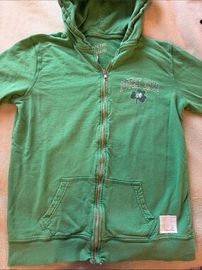 University of Notre Dame Saint Pattys Green Zip-Up Hoodie Retro